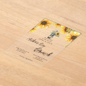 Zonnebloemen Wijnfles Glass Moederdag Brunch Acryl Uitnodigingen (Laagn)