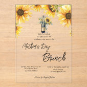 Zonnebloemen Wijnfles Glass Moederdag Brunch Acryl Uitnodigingen (Voorkant)