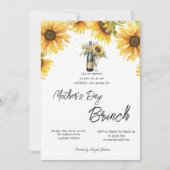 Zonnebloemen Wijnfles Glass Moederdag Brunch Kaart (Voorkant)