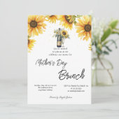 Zonnebloemen Wijnfles Glass Moederdag Brunch Kaart (Staand voorkant)