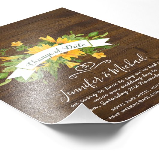 Zonnebloemen Wijziging van datum uitstelplannen no Foto Afdruk (Hoek)