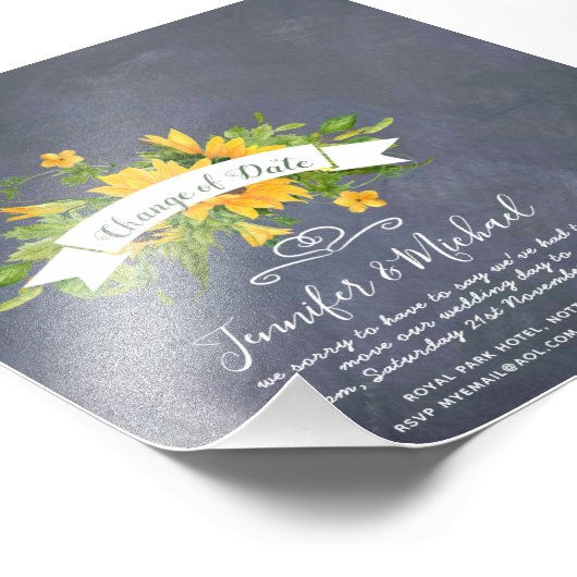 Zonnebloemen Wijziging van datum uitstelplannen no Foto Afdruk (Hoek)