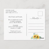 Zonnebloemen Wijziging van plannen Bruidsmeisjesfe Briefkaart (Achterkant)