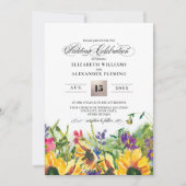 Zonnebloemen | Wild Meadow Summer Rustic Wedding Kaart (Voorkant)
