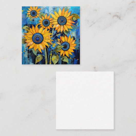 Zonnebloemen Wildbloemen Bloem Gemengde Media Desi Vierkante Visitekaartje (Voorkant / Achterkant)