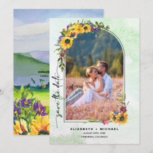 Zonnebloemen   Wilde Weide Zomer Trouwfoto Save The Date
