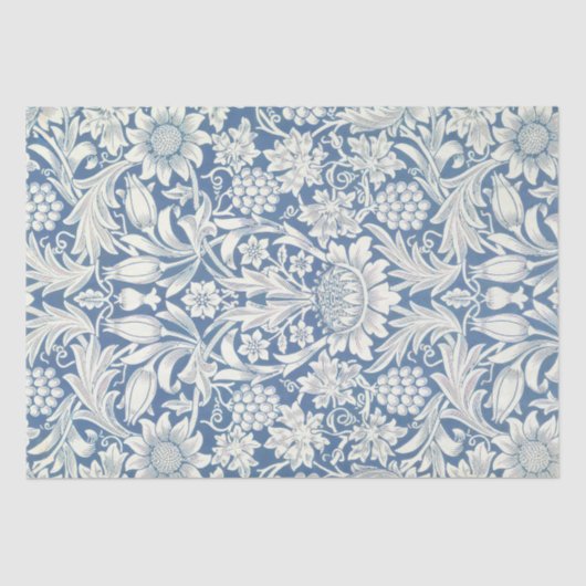 Zonnebloemen William Morris Paarse Bloemen Tissuepapier (Voorkant)