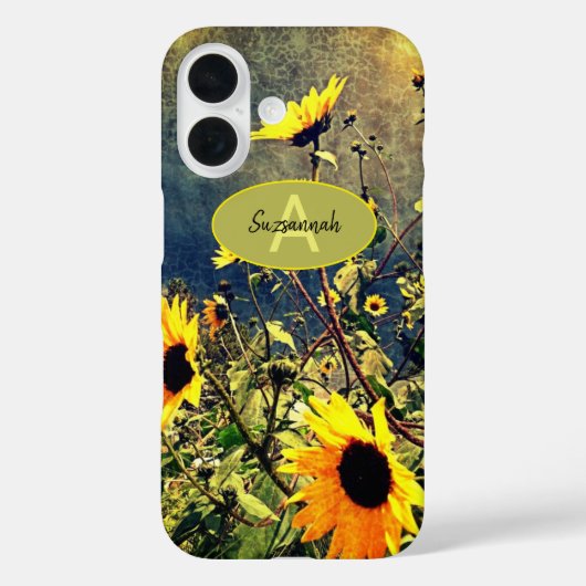 Zonnebloemen Winkelwolken Aangepaste monogram Naam Case-Mate iPhone Case (Achterkant)