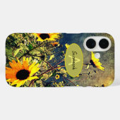 Zonnebloemen Winkelwolken Aangepaste monogram Naam Case-Mate iPhone Case (Achterkant (horizontaal))