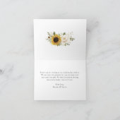 Zonnebloemen Witte bloemen Greenery Rustic Wedding Bedankkaart (Binnen)