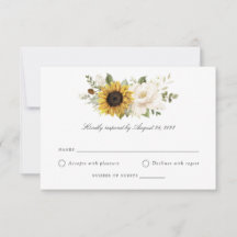 Zonnebloemen Witte Bloemen Groene Huwelijks RSVP K