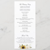 Zonnebloemen Witte Bloemen Groenelementen Rustieke Programmakaart (Achterkant)