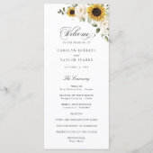 Zonnebloemen Witte Bloemen Groenelementen Rustieke Programmakaart (Voorkant)