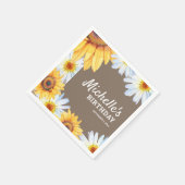 Zonnebloemen Witte Dagen Burlap Aangepaste Dag Servet (Hoek)