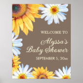 Zonnebloemen Witte Daisies Baby shower Welkom Poster (Voorkant)