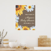 Zonnebloemen Witte Daisies Baby shower Welkom Poster (Keuken)