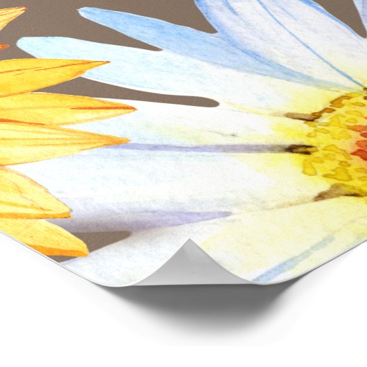 Zonnebloemen Witte Daisies Baby shower Welkom Poster (Hoek)