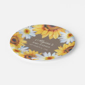 Zonnebloemen Witte Daisies Bruin Baby shower Papieren Bordje (Gekanteld)