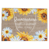 Zonnebloemen Witte Daisy Burlap Quinceañera Naam Groot Cadeauzakje (Achterkant)