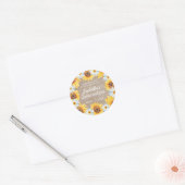Zonnebloemen Witte Daisy Burlap Quinceañera Naam Ronde Sticker (Envelop)
