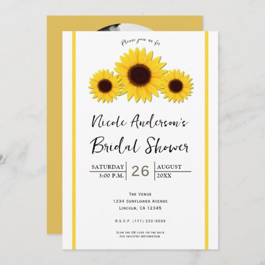 Zonnebloemen Witte Eenvoudige Rustige uitvindingen Kaart (Voorkant / Achterkant)