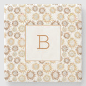 Zonnebloemen witte goudmonogram initiaal stenen onderzetter (Voorkant)
