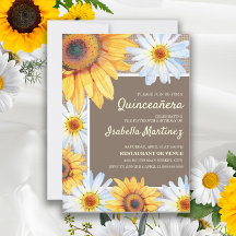 Zonnebloemen Witte Madeliefjes Jute Quinceañera 15