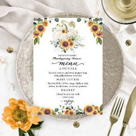 Zonnebloemen Witte Pompoen Thanksgiving Diner Menu