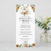 Zonnebloemen Witte Pompoen Thanksgiving Diner Menu (Staand voorkant)
