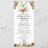 Zonnebloemen Witte Pompoen Thanksgiving Diner Menu (Voorkant)