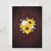 Zonnebloemen witte rozen lichten hout bruiloft kaart (Achterkant)