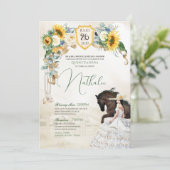 Zonnebloemen Witte rozen Westerne Charra Quinceane Kaart (Staand voorkant)