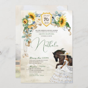 Zonnebloemen Witte rozen Westerne Charro Quinceane Kaart