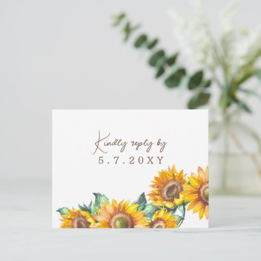 Zonnebloemen Witte Rustige RSVP Aangepaste maaltij Briefkaart (Staand voorkant)