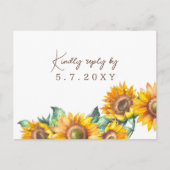 Zonnebloemen Witte Rustige RSVP Aangepaste maaltij Briefkaart (Voorkant)