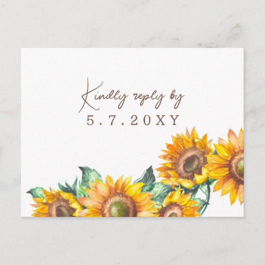 Zonnebloemen Witte Rustige RSVP Aangepaste maaltij Briefkaart (Voorkant)