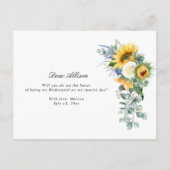 zonnebloemen word jij mijn bruidsmeisje kaart (Achterkant)
