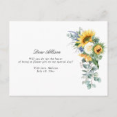 zonnebloemen word jij mijn Flowergirl kaart (Achterkant)