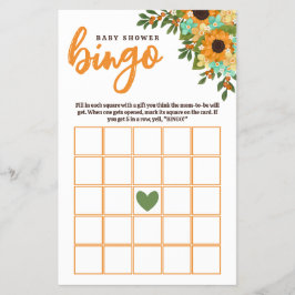 Zonnebloemen Yellow Mint Flowers Baby shower Bingo Flyer