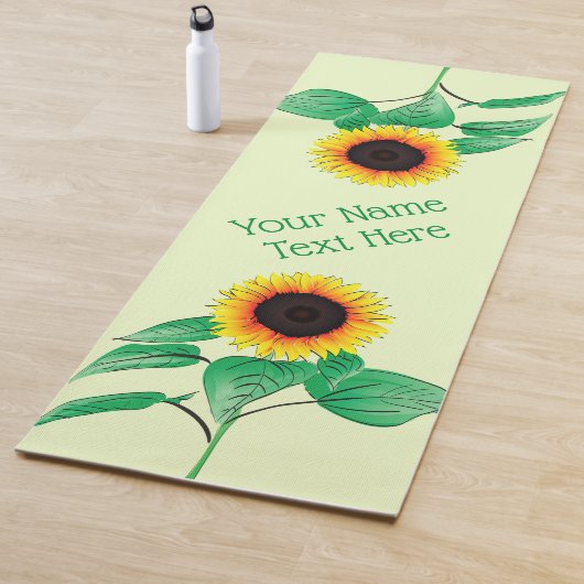 Zonnebloemen Yoga Mat met Aangepaste Tekst Naam (In situ)