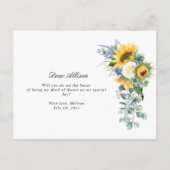 Zonnebloemen zal je mijn Maid of Honor kaart zijn (Achterkant)