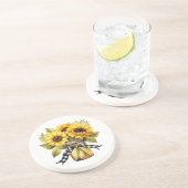 Zonnebloemen Zandsteen Onderzetter (Zijkant)