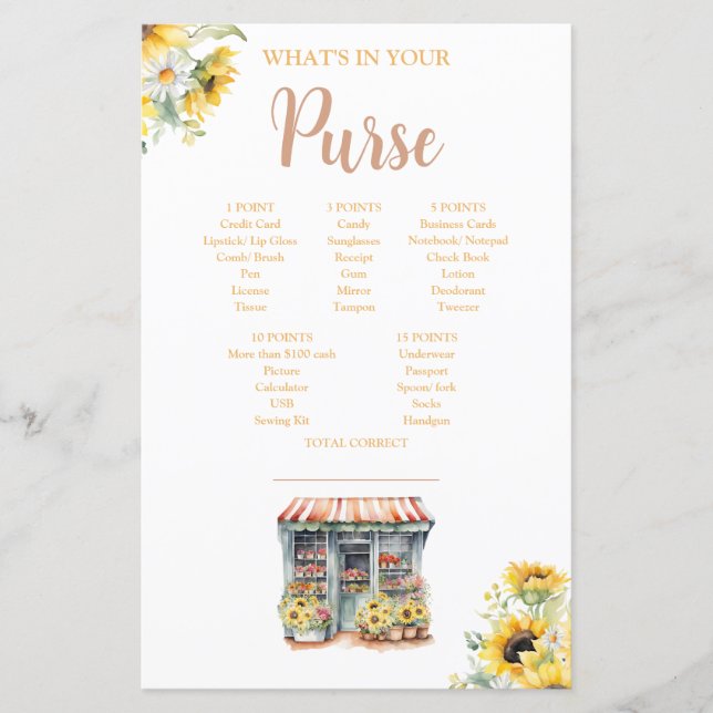 Zonnebloemen Ze is van de markt portemonnee spel (Voorkant)