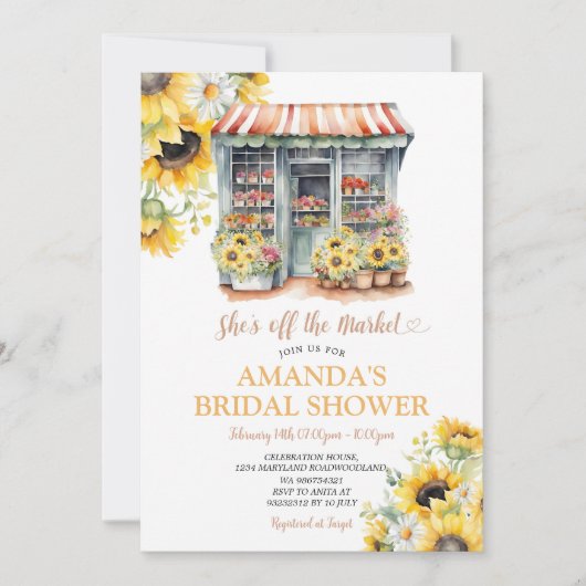 Zonnebloemen ze is van de markt Vrijgezellenfeest Kaart (Voorkant)