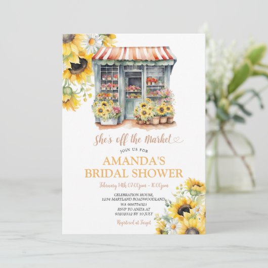 Zonnebloemen ze is van de markt Vrijgezellenfeest Kaart (Staand voorkant)