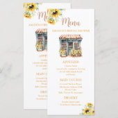 Zonnebloemen ze is van de markt Vrijgezellenfeest Menu (Voorkant / Achterkant)