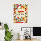 Zonnebloemen Zelfverzorging groovo retro Poster (Thuiskantoor)