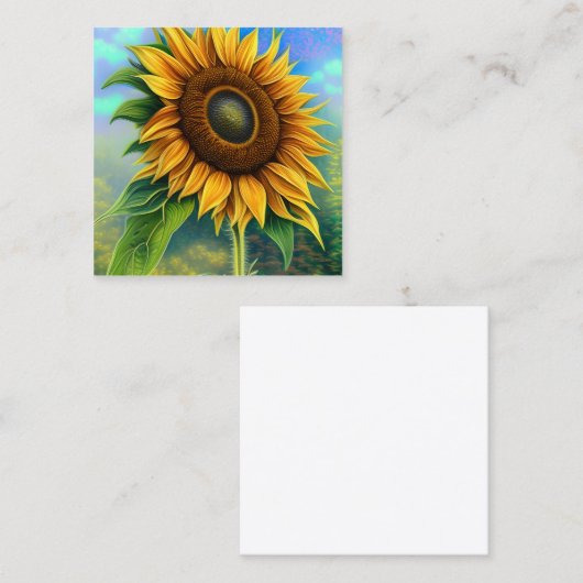 Zonnebloemen zijn een Populaire en bedekte bloem Vierkante Visitekaartje (Voorkant / Achterkant)