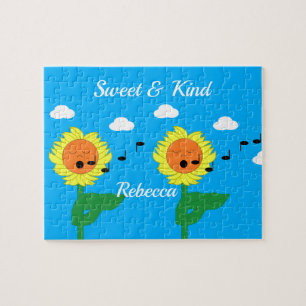 Zonnebloemen zingen legpuzzel