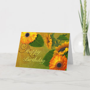 Zonnebloemen & Zinnias Verjaardag Kaart